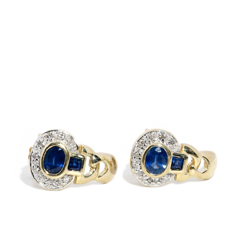 Magna 1990s Sapphire & Diamond Earrings 14ct Gold