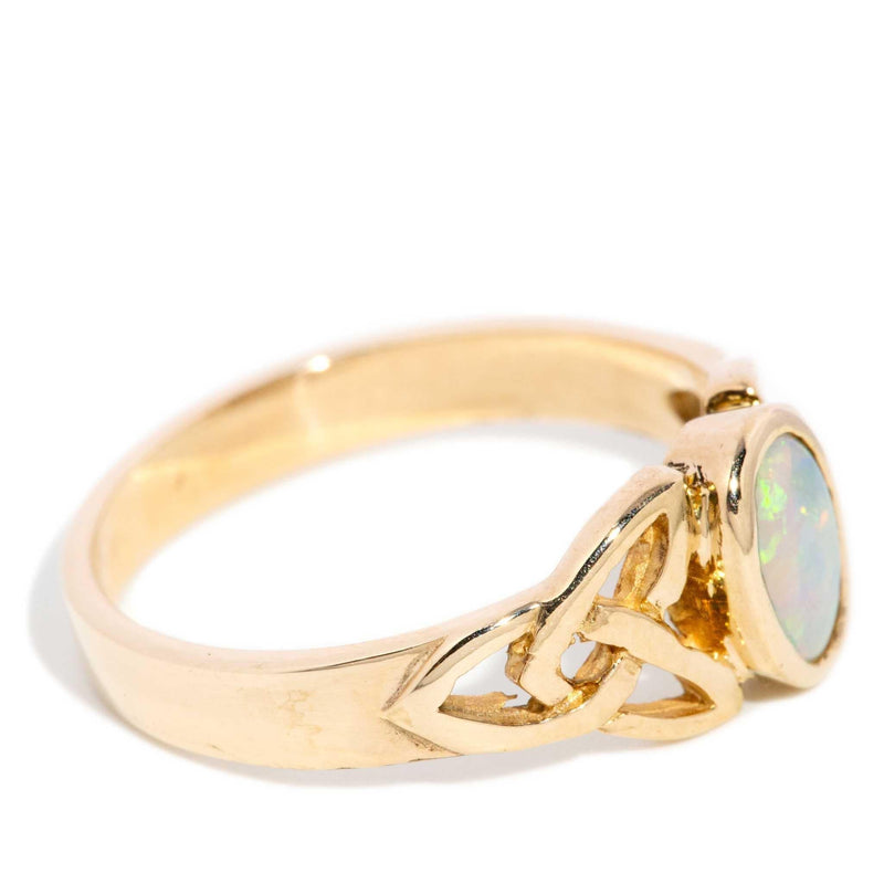 Makari Oval Opal Celtic Patterned Ring 9ct Gold