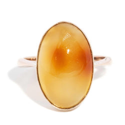 Maleah 1960s Agate Ring 9ct Rose Gold