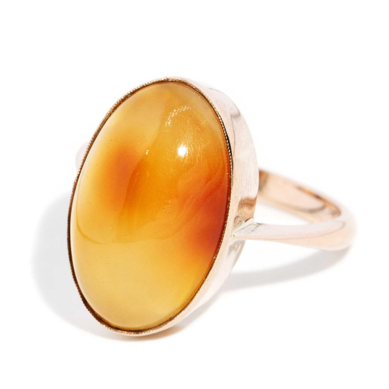 Maleah 1960s Agate Ring 9ct Rose Gold