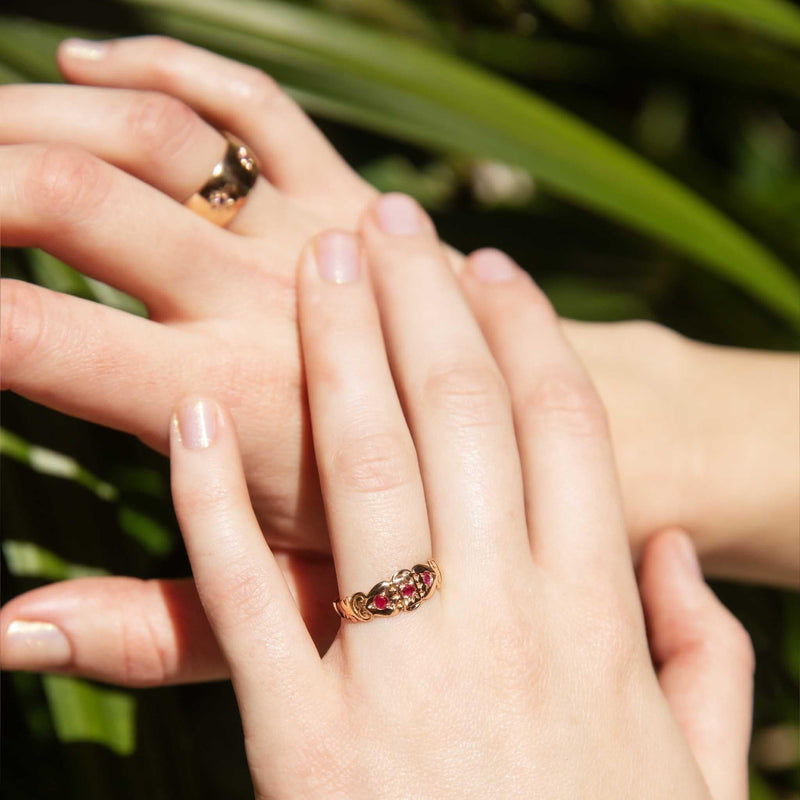 Mary 1902 Ruby Trilogy Ring 15ct Gold