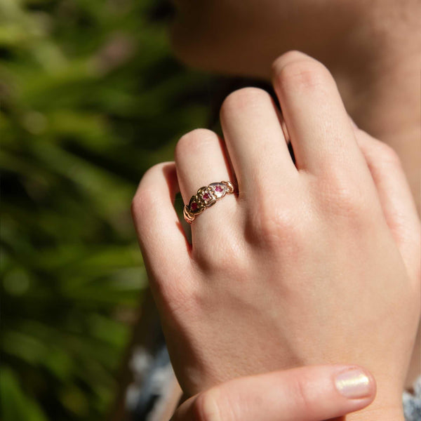 Mary 1902 Ruby Trilogy Ring 15ct Gold