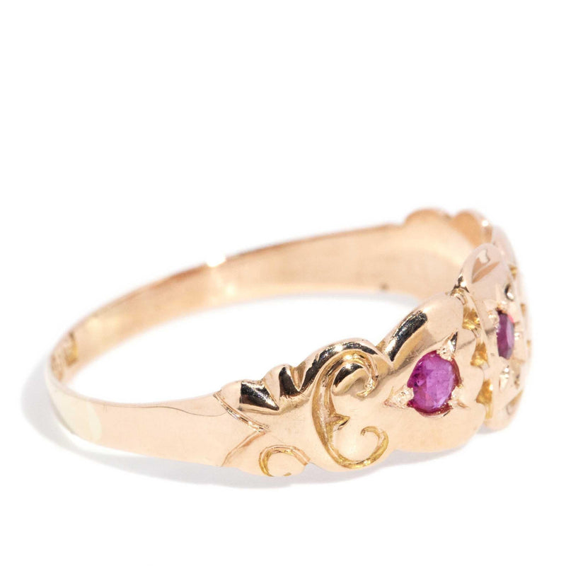 Mary 1902 Ruby Trilogy Ring 15ct Gold