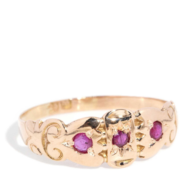 Mary 1902 Ruby Trilogy Ring 15ct Gold