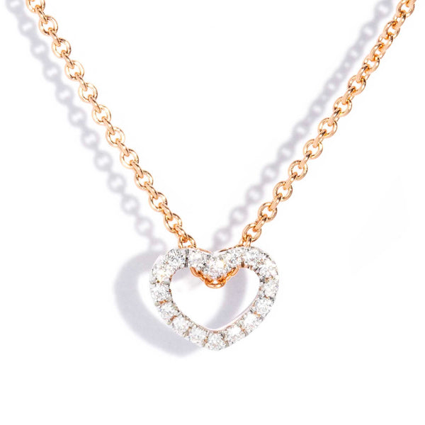 Mi Amor Love Heart Diamond Pendant & Chain 9ct Gold Necklaces Imperial Jewellery Imperial Jewellery - Hamilton Rose gold 