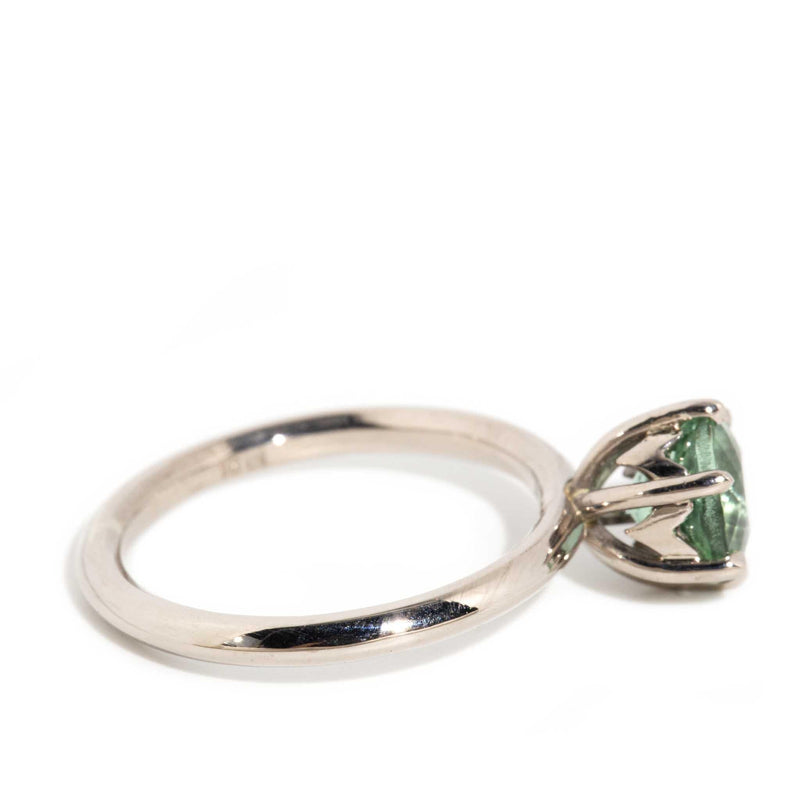 Midori Green Tourmaline Solitaire Ring 18ct White Gold