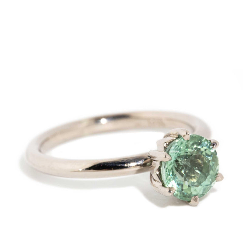 Midori Green Tourmaline Solitaire Ring 18ct White Gold