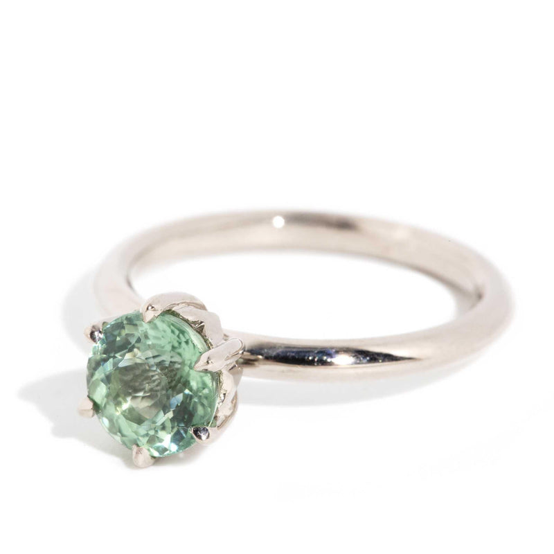 Midori Green Tourmaline Solitaire Ring 18ct White Gold