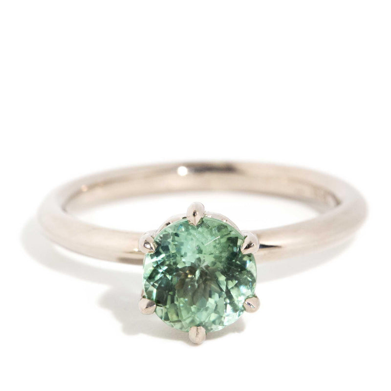 Midori Green Tourmaline Solitaire Ring 18ct White Gold