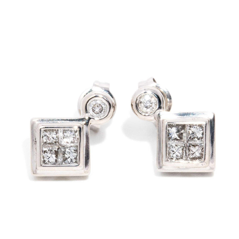 Millie 1990s Diamond Studs 18ct White Gold