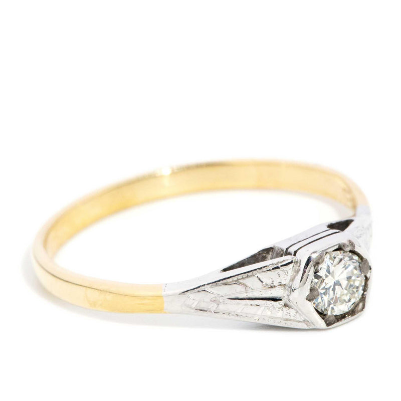 Minnie 1940s Diamond Solitaire Ring 18ct Gold