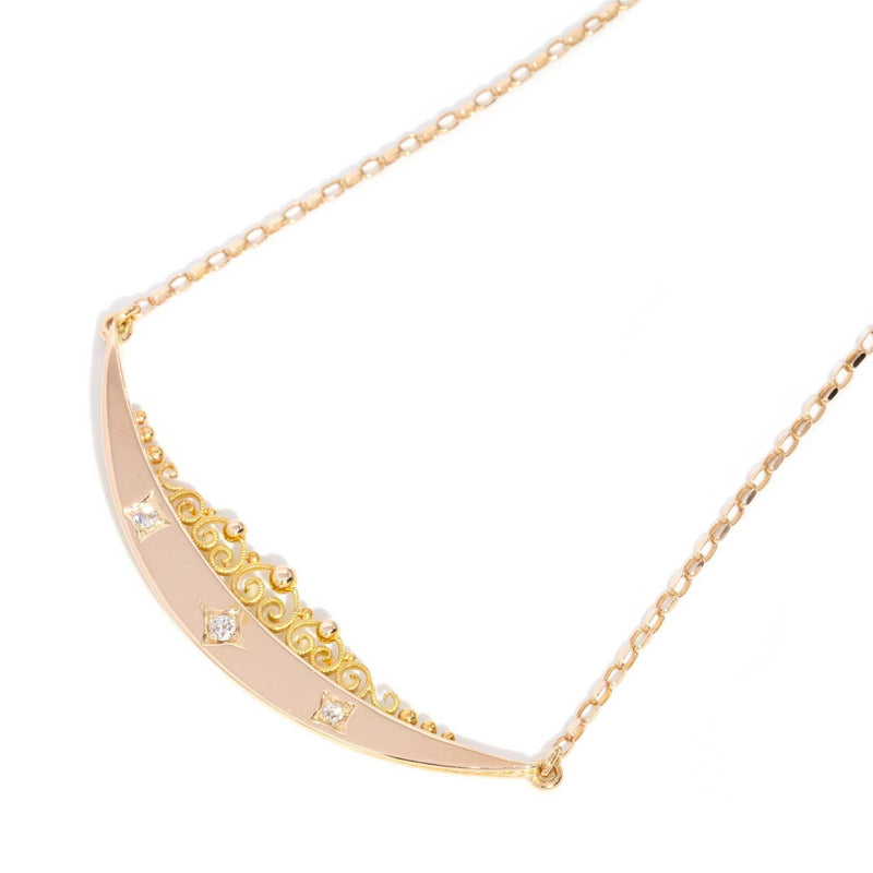 Miranda Georgian Diamond Crescent Necklet 15ct Gold