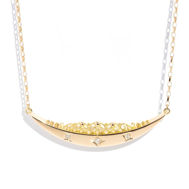 Miranda Georgian Diamond Crescent Necklet 15ct Gold