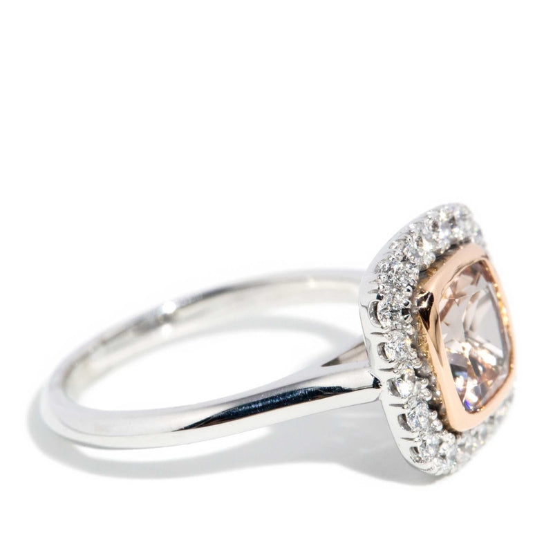 Mirriam Morganite & Diamond Halo Ring 18ct