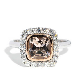 Mirriam Morganite & Diamond Halo Ring 18ct