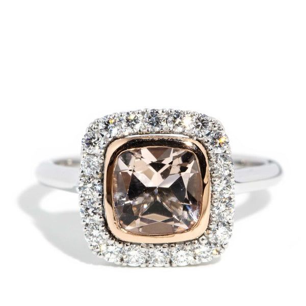 Mirriam Morganite & Diamond Halo Ring 18ct