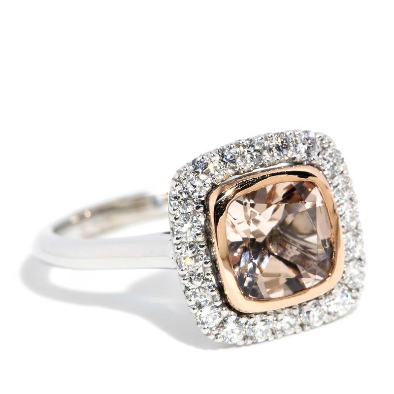 Mirriam Morganite & Diamond Halo Ring 18ct