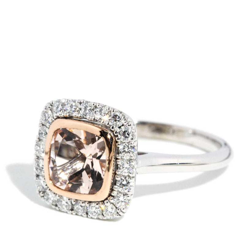 Mirriam Morganite & Diamond Halo Ring 18ct