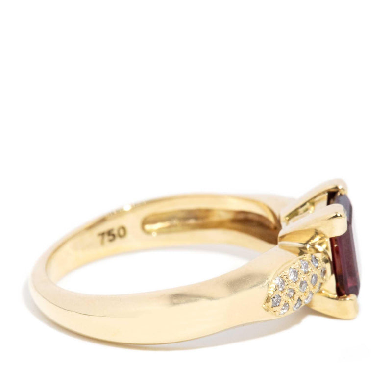 Morrisette 1990s Rhodolite Garnet & Diamond Ring 18ct