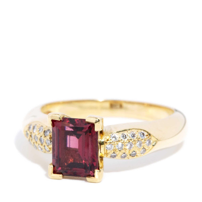 Morrisette 1990s Rhodolite Garnet & Diamond Ring 18ct