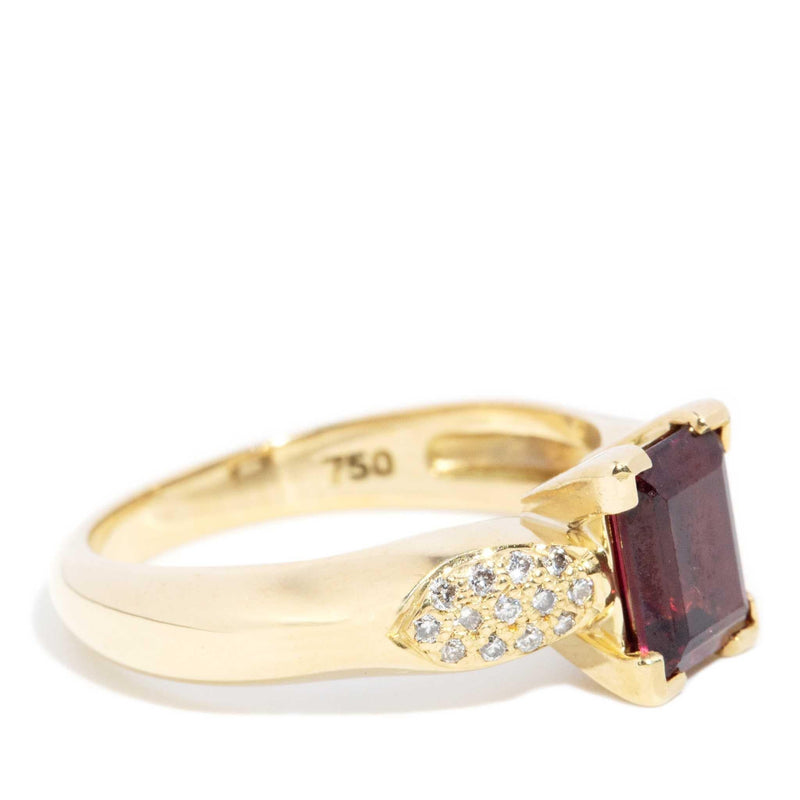 Morrisette 1990s Rhodolite Garnet & Diamond Ring 18ct