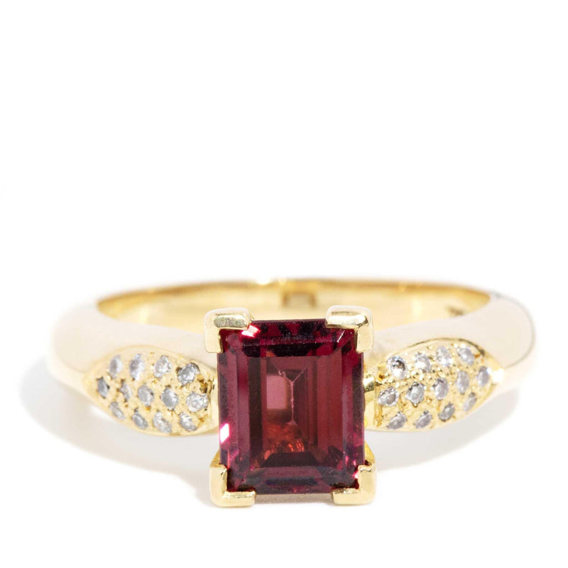 Morrisette 1990s Rhodolite Garnet & Diamond Ring 18ct