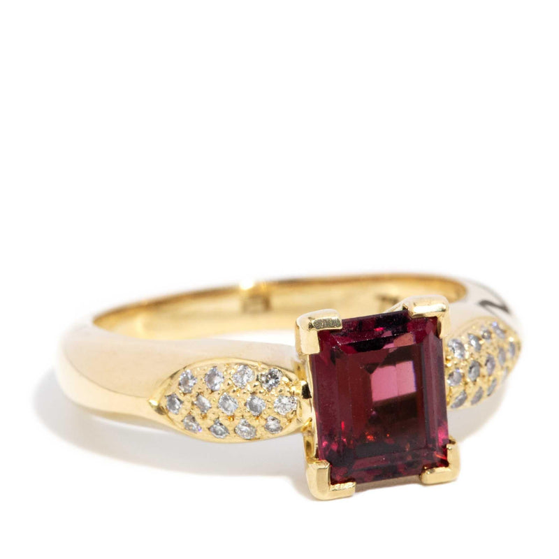 Morrisette 1990s Rhodolite Garnet & Diamond Ring 18ct