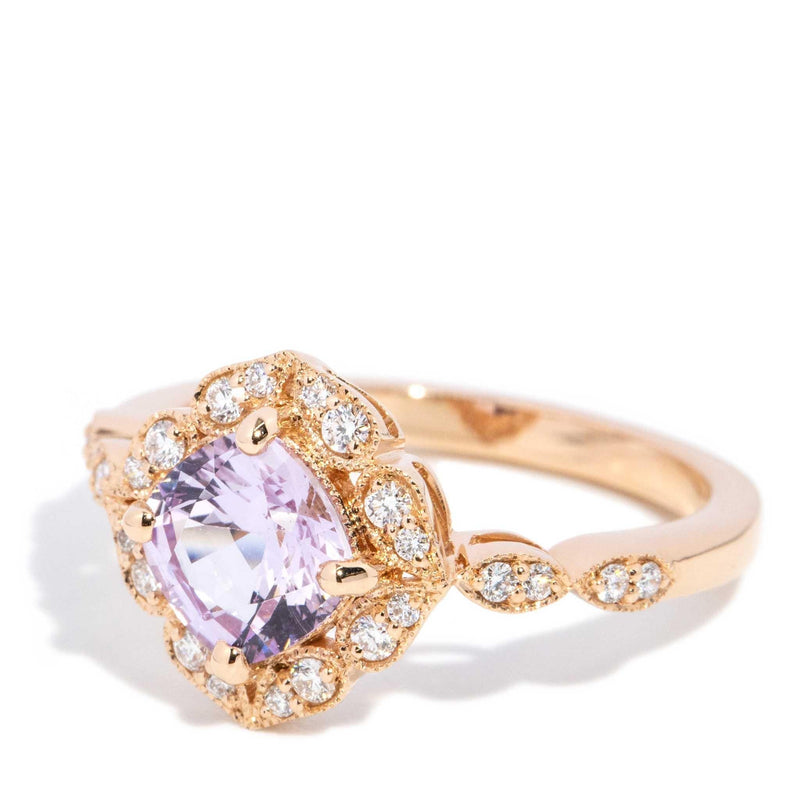 Myka 1.50ct Pink Sapphire & Diamond Scalloped Ring 18ct Gold