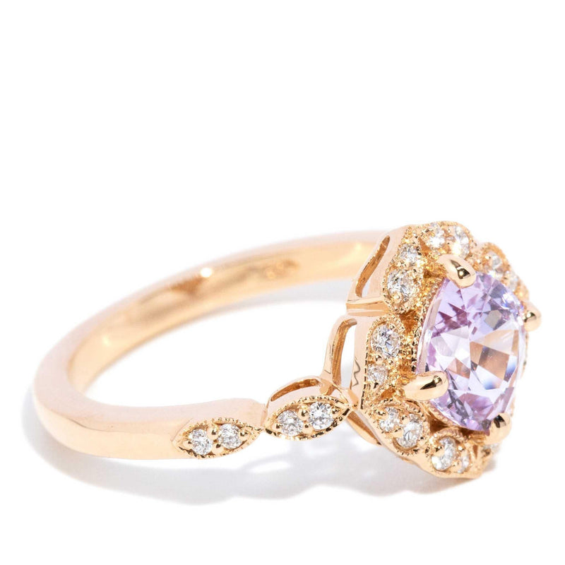 Myka 1.50ct Pink Sapphire & Diamond Scalloped Ring 18ct Gold