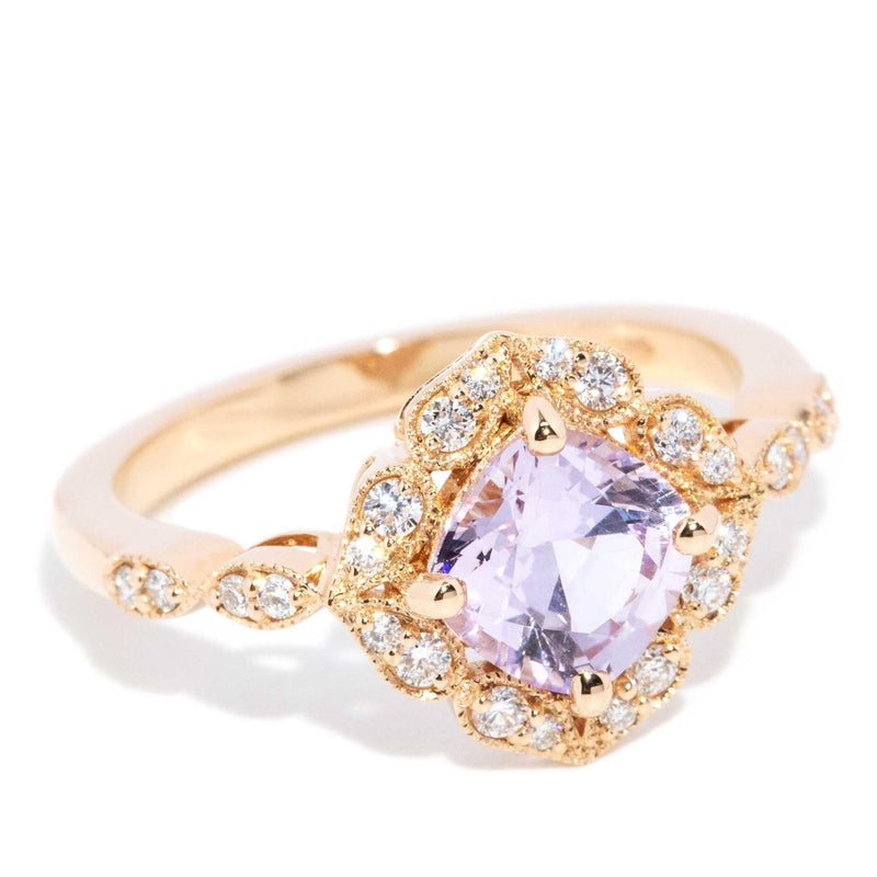 Myka 1.50ct Pink Sapphire & Diamond Scalloped Ring 18ct Gold