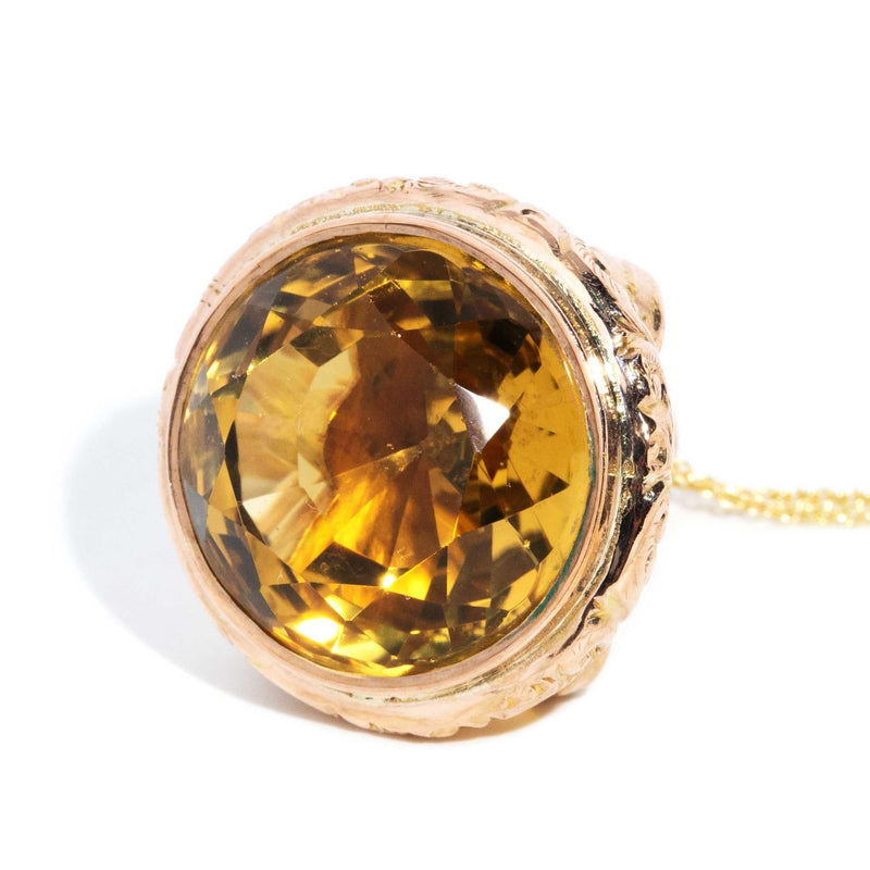 Nathalia 1930s Citrine Drop Pendant 9ct Rose Gold