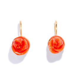 Nera 1960s Coral Rose Earrings 18ct Gold