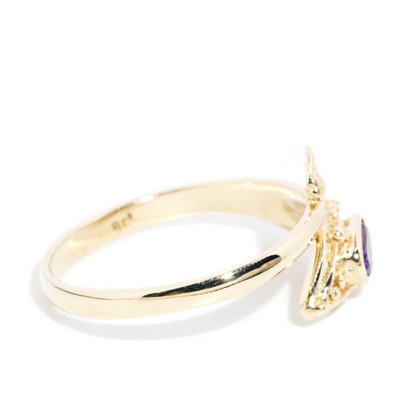 Nira Amethyst Serpent Ring 9ct Gold