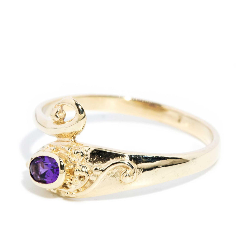 Nira Amethyst Serpent Ring 9ct Gold