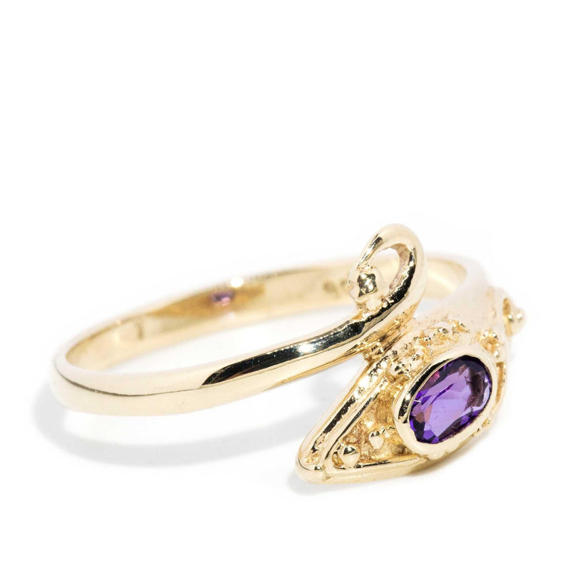 Nira Amethyst Serpent Ring 9ct Gold