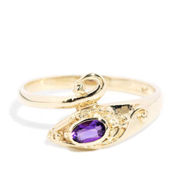 Nira Amethyst Serpent Ring 9ct Gold