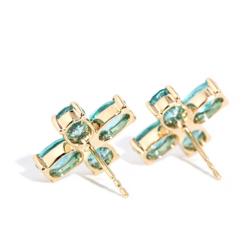 Ocean Breeze Apatite & Diamond Cluster Studs 9ct Gold