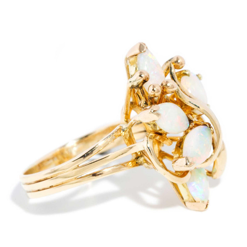 Oswin 1970s Opal Cluster Ring 14ct Gold