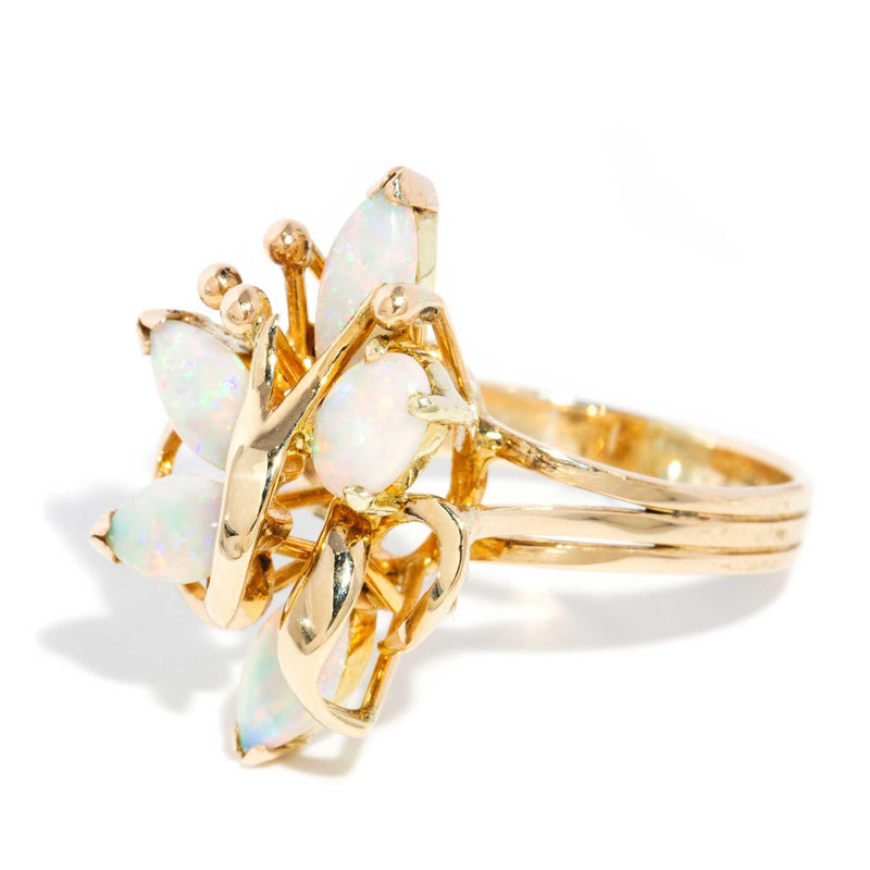 Oswin 1970s Opal Cluster Ring 14ct Gold