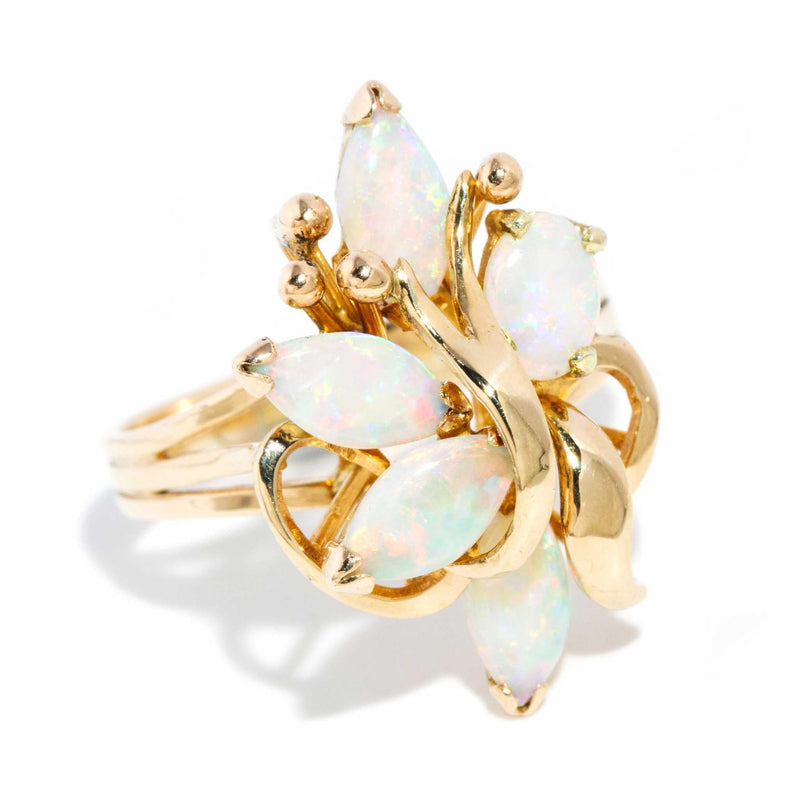 Oswin 1970s Opal Cluster Ring 14ct Gold