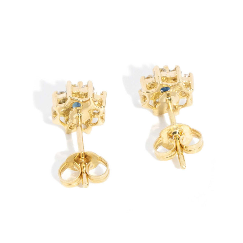 Paige 1980s Sapphire & Diamond Studs 18ct Gold