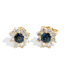 Paige 1980s Sapphire & Diamond Studs 18ct Gold