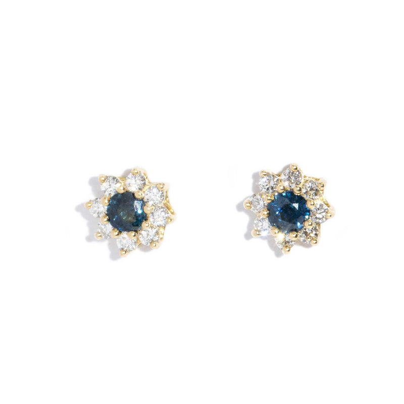 Paige 1980s Sapphire & Diamond Studs 18ct Gold