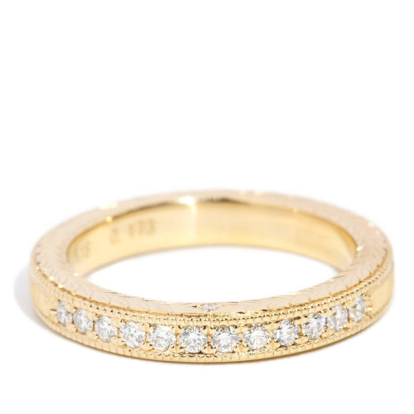 Perrie Diamond Patterened Engraved Band 18ct Gold