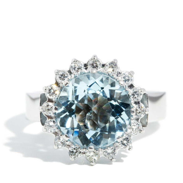 Piper 1970s Aquamarine & Diamond Ring 18ct White Gold