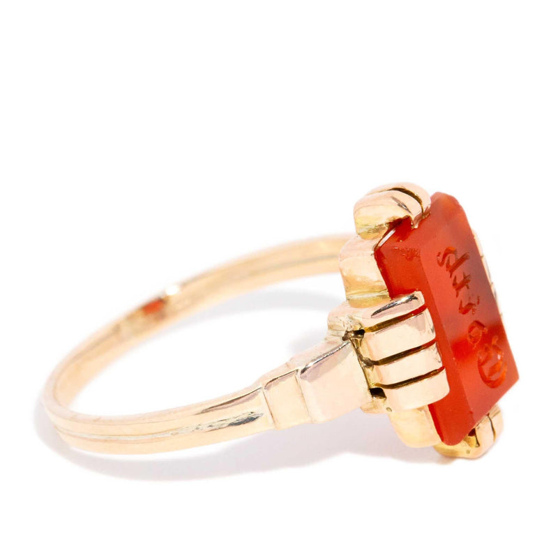 Poppy Antique Orange Carnelian Ring 9ct Gold