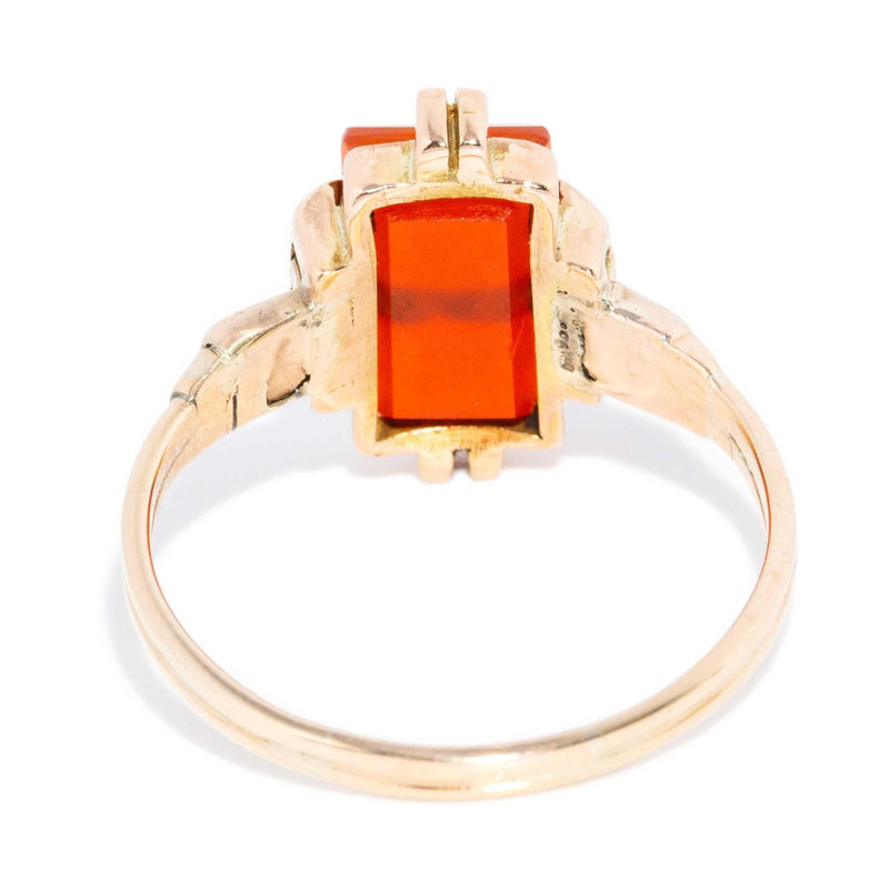 Poppy Antique Orange Carnelian Ring 9ct Gold