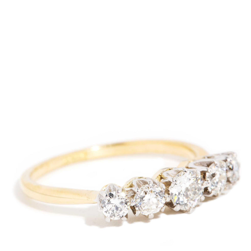 Primrose 1950s Diamond Five Stone Ring 18ct Gold