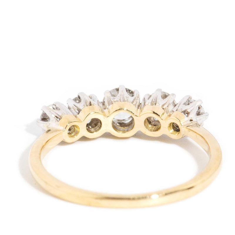 Primrose 1950s Diamond Five Stone Ring 18ct Gold