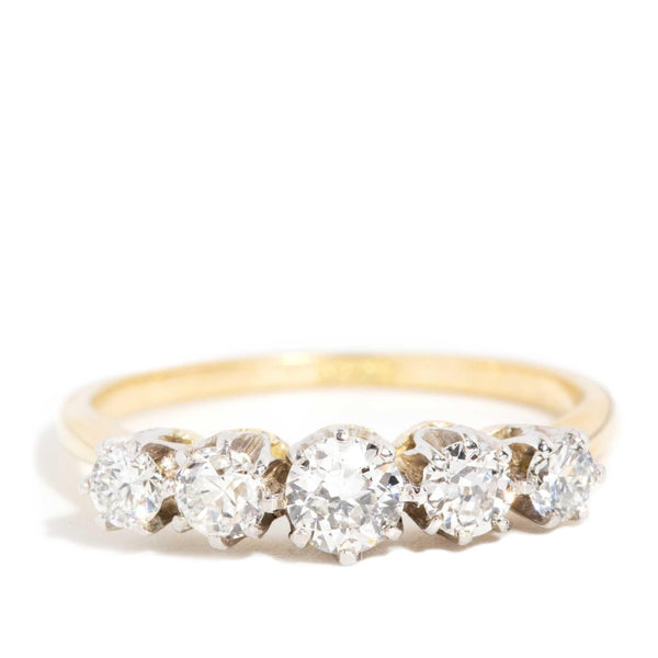 Primrose 1950s Diamond Five Stone Ring 18ct Gold